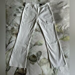 AG Adriano Goldschmied Jodi Crop High Rise Slim Flare Crop White Jeans
